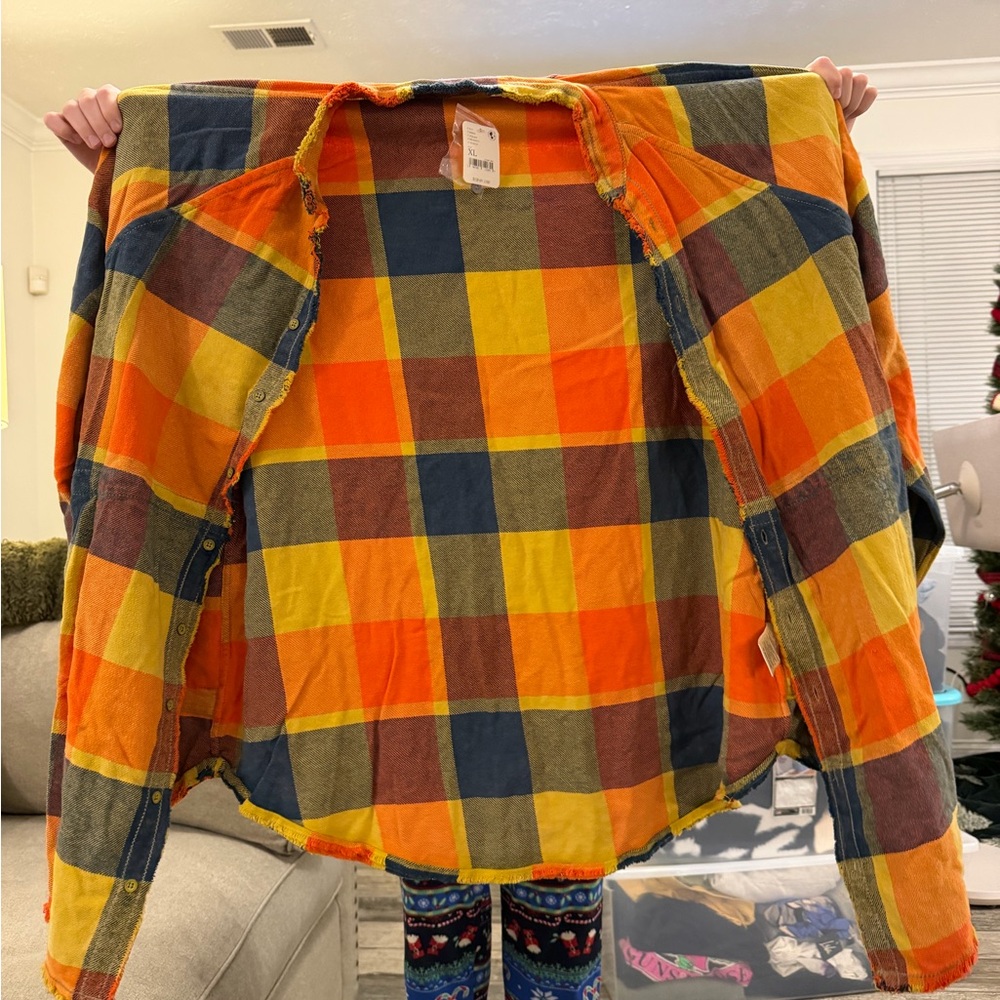 Free People Multicolor Plaid Button Down Shirt